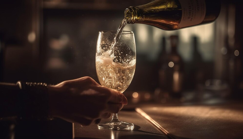 Pouring a Beverage into a Wine Glass